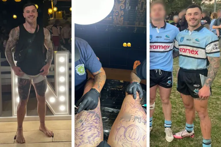 Cronulla NRL player covers up homophobic, offensive messages with new ink