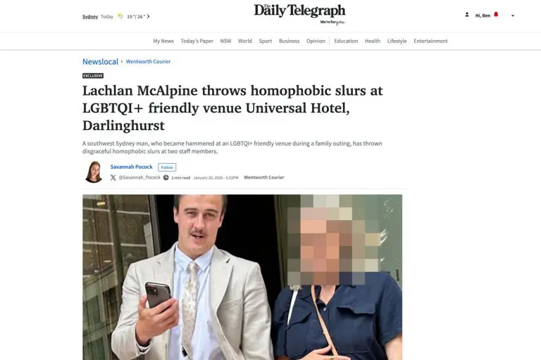 Man sentenced over homophobic abuse at Universal Sydney